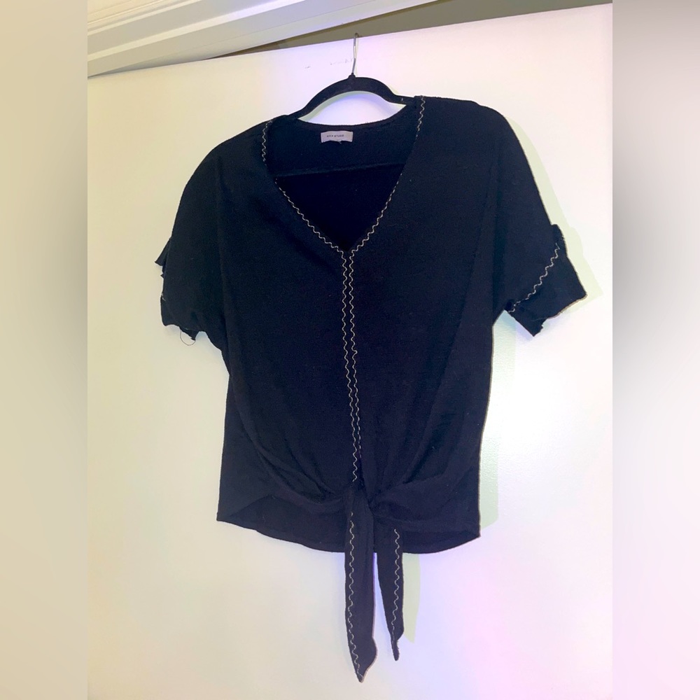 Black Front Tie Blouse Size M